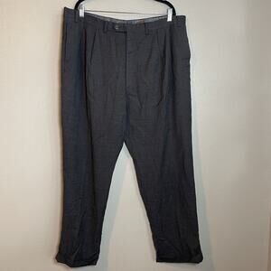 Lauren Ralph Lauren Men 42x32 Charcoal Gray 100% Wool Pleated Dress Pants Flaw